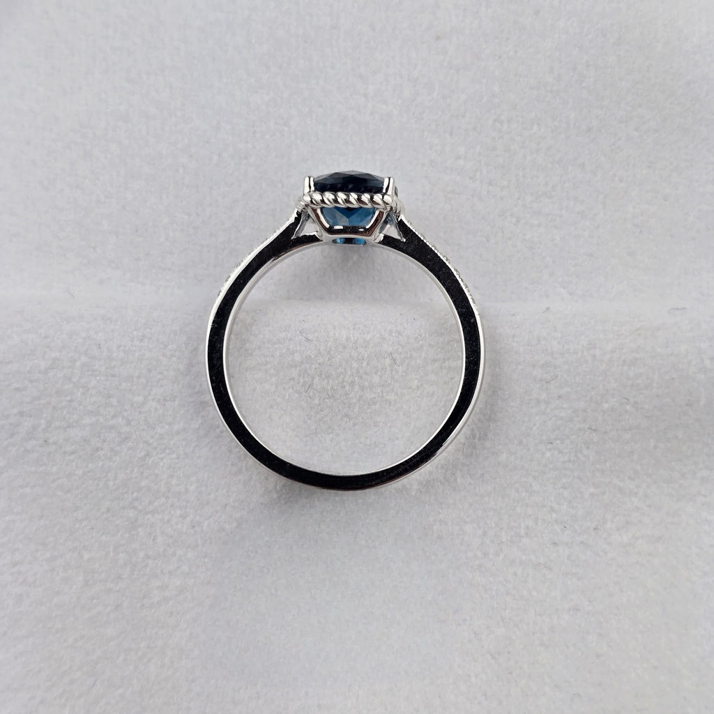 Checkerboard London Blue Topaz Ring