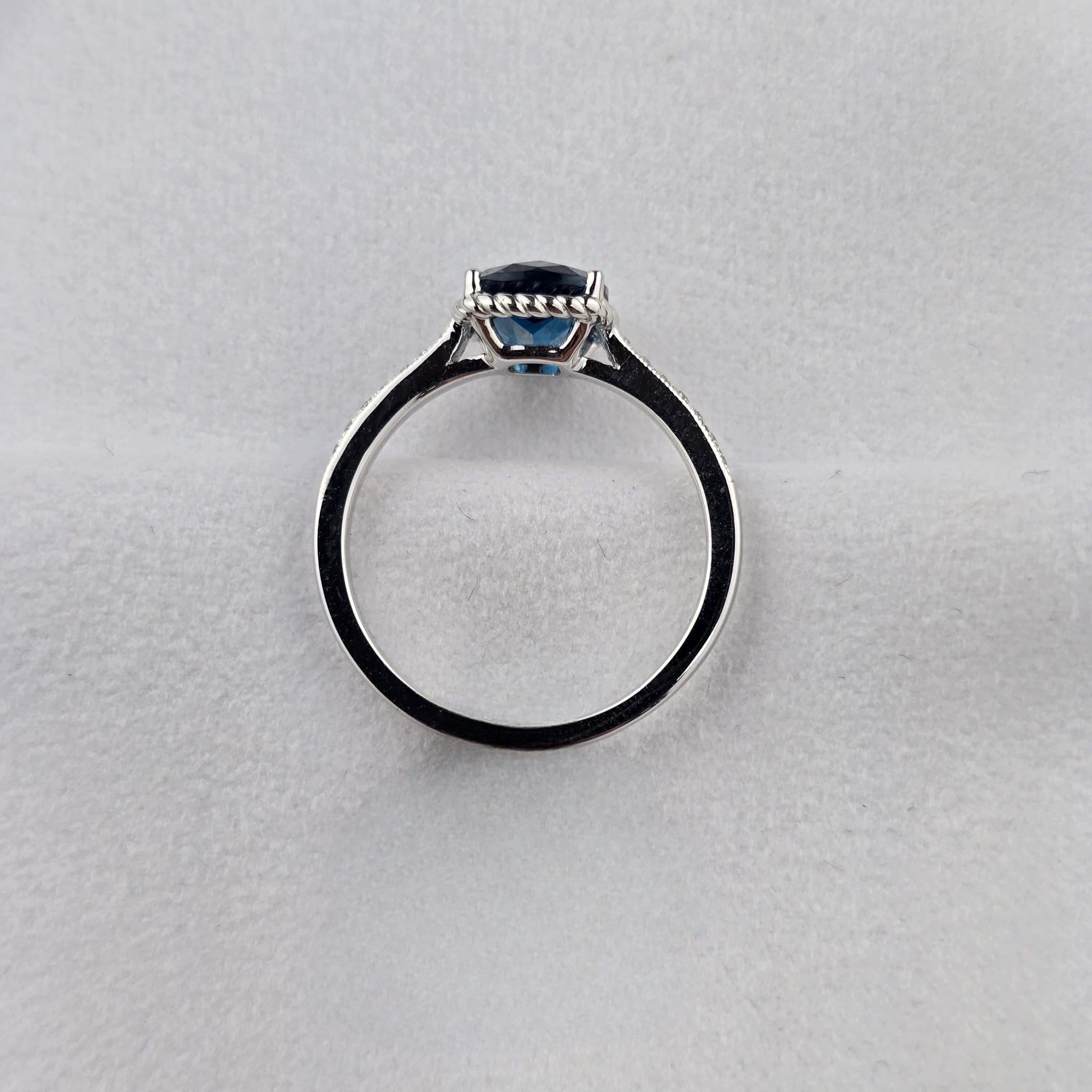 Checkerboard London blue topaz ring