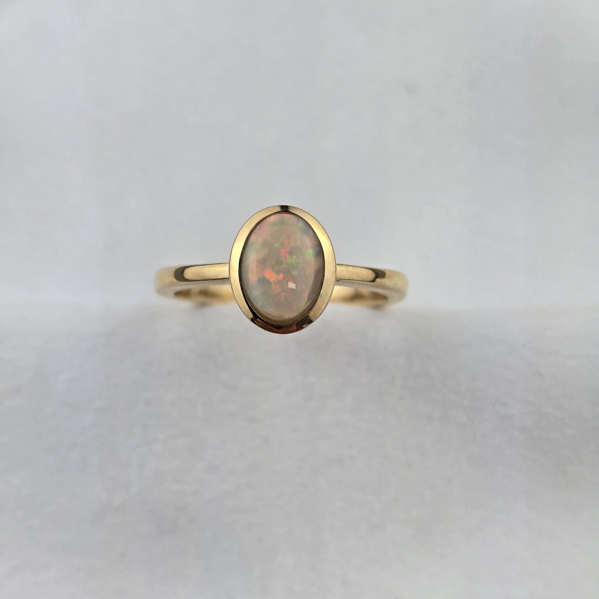Oval Rub Over Set Opal Ring