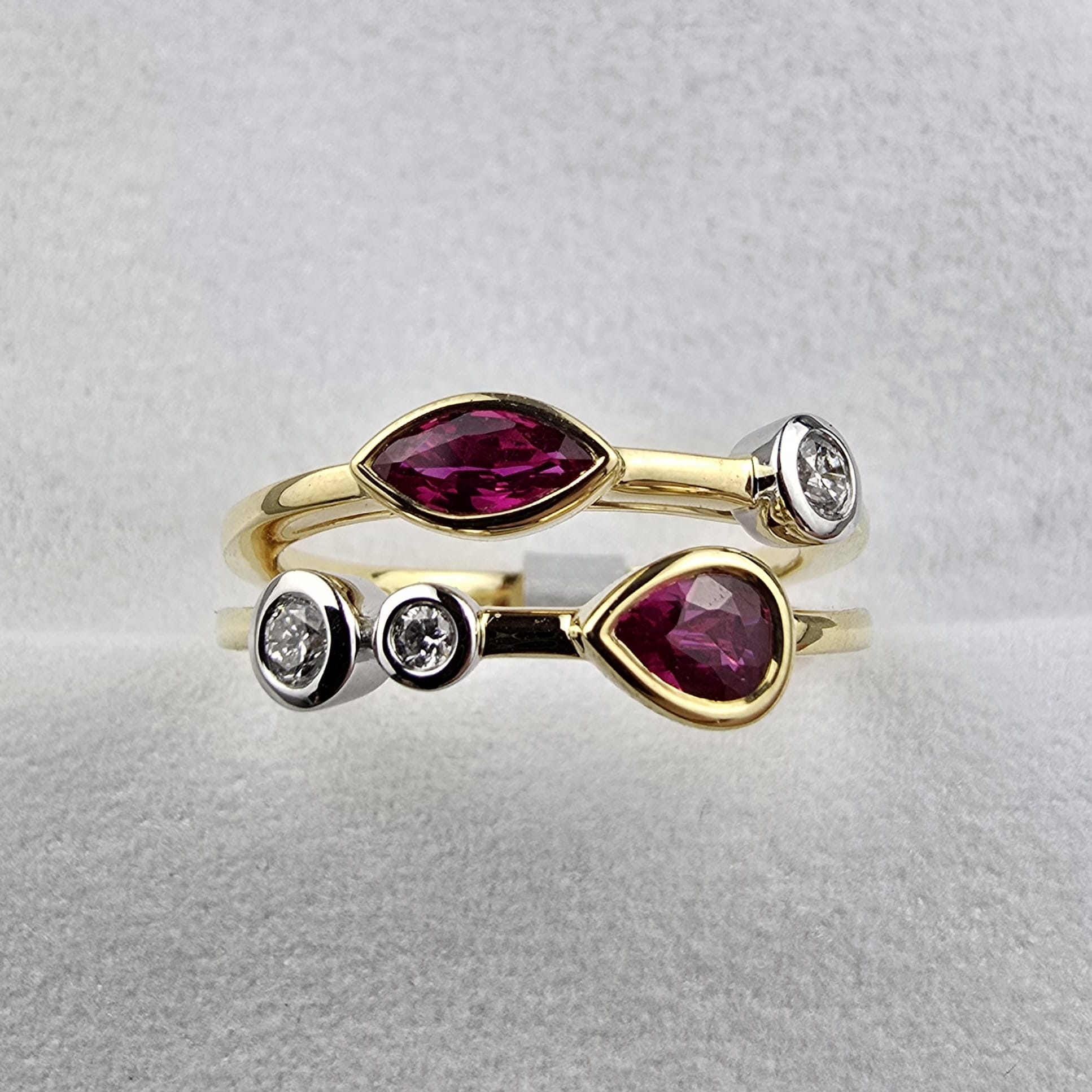 Mixed Cut Ruby and Diamond Ring