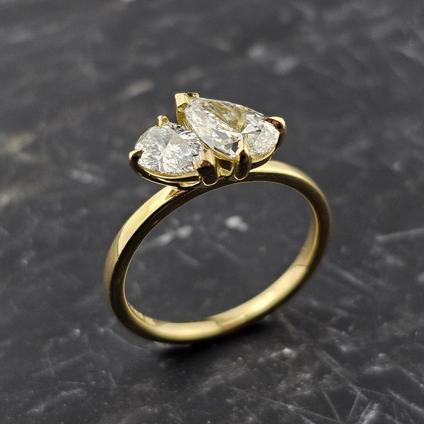 Lab Grown Pear Shape Toi et Moi Diamond Ring