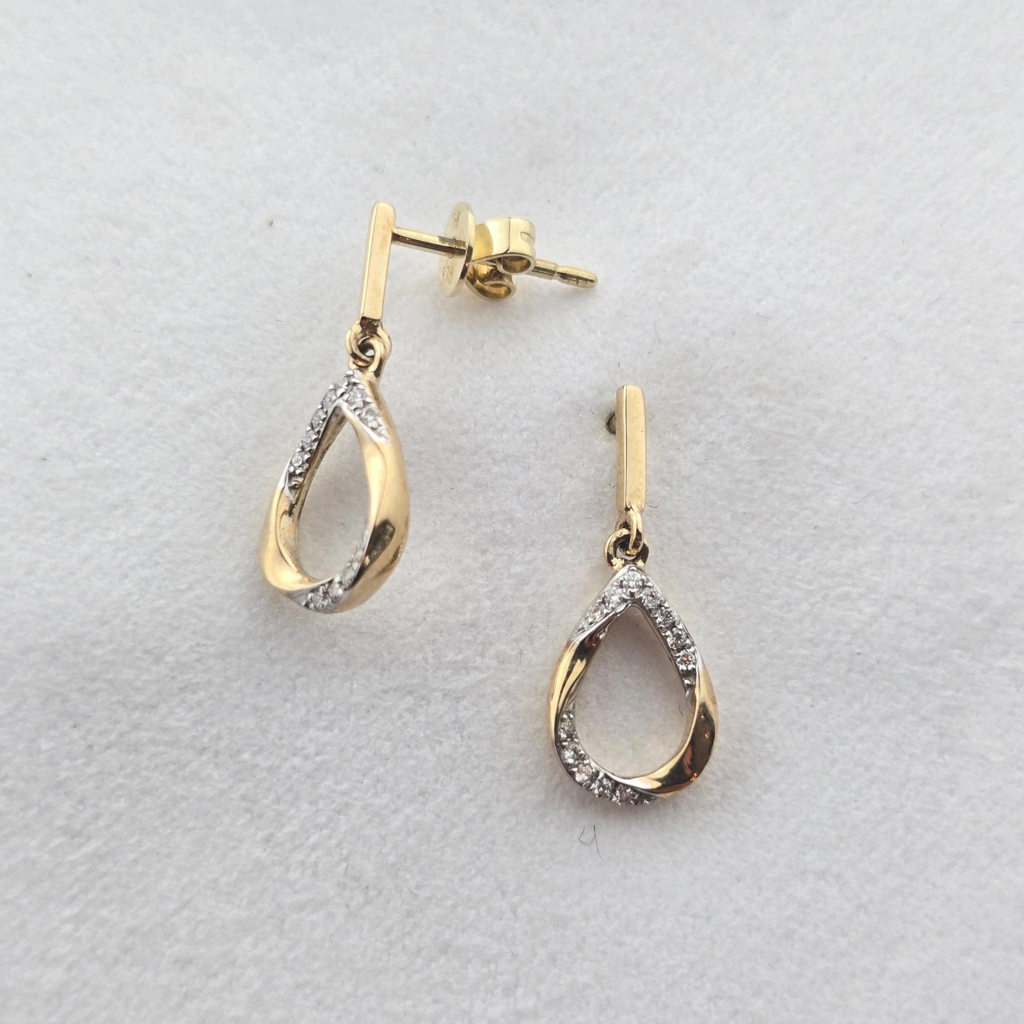 Diamond Drop Twist Pear Earrings