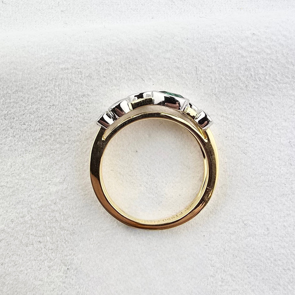 Mixed Cut Emerald and Diamond Bubble Ring
