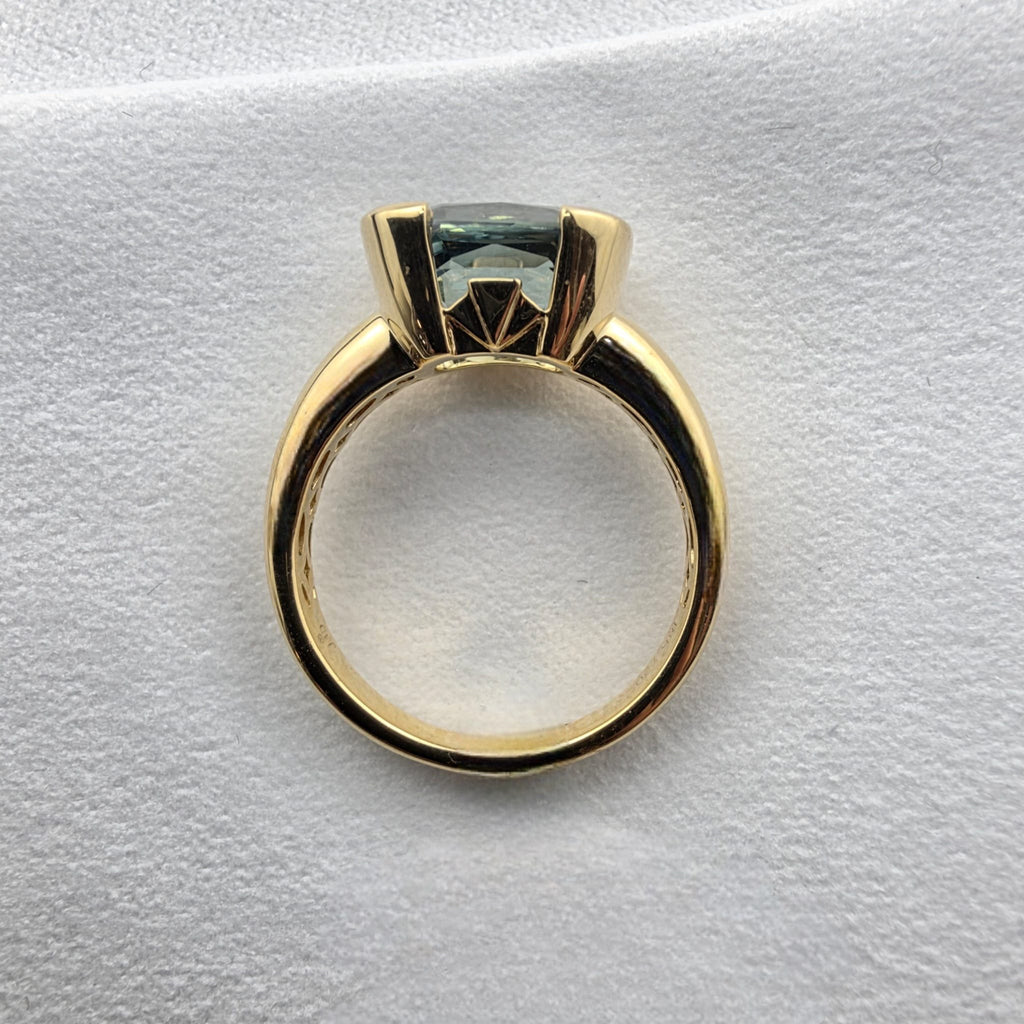 Madagascan Teal Sapphire Semi-Rubover Ring