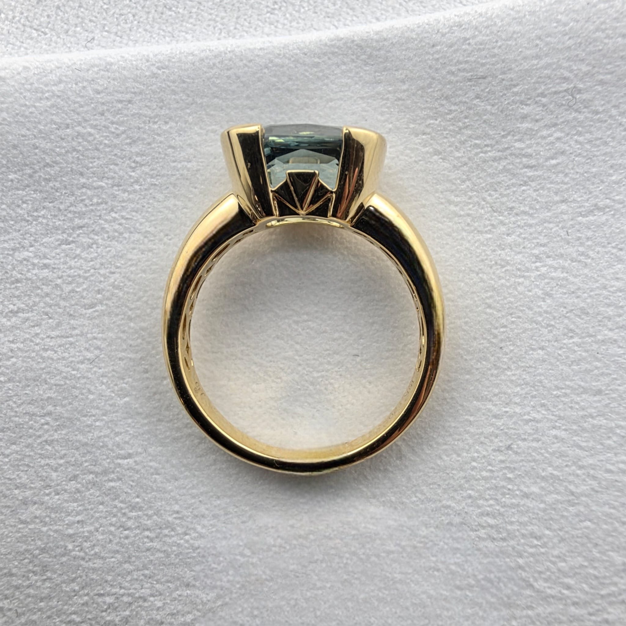 Madagascan Teal Sapphire Semi-Rubover Ring