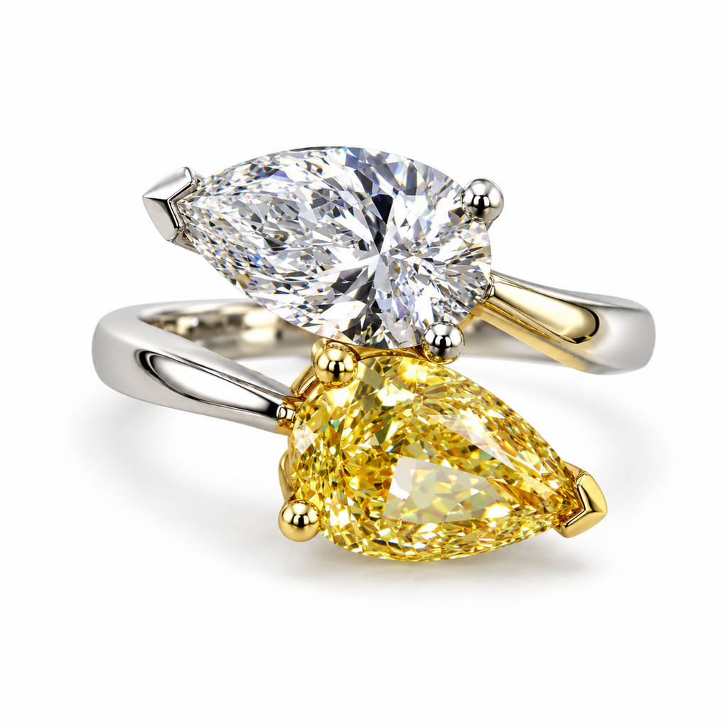 Yellow and White Diamond Toi et Moi - Lab Grown
