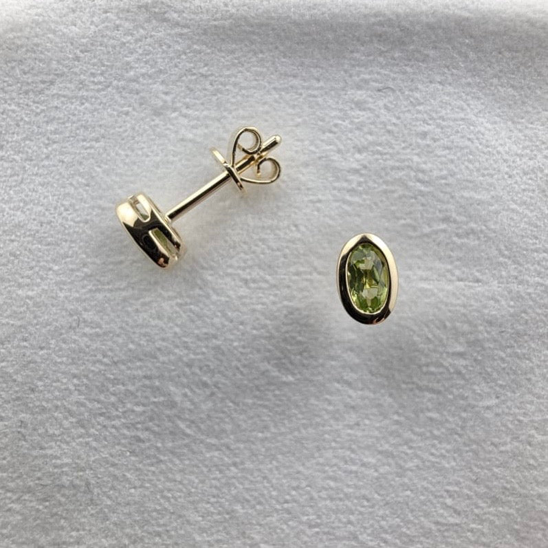 Oval Peridot Rubover Studs
