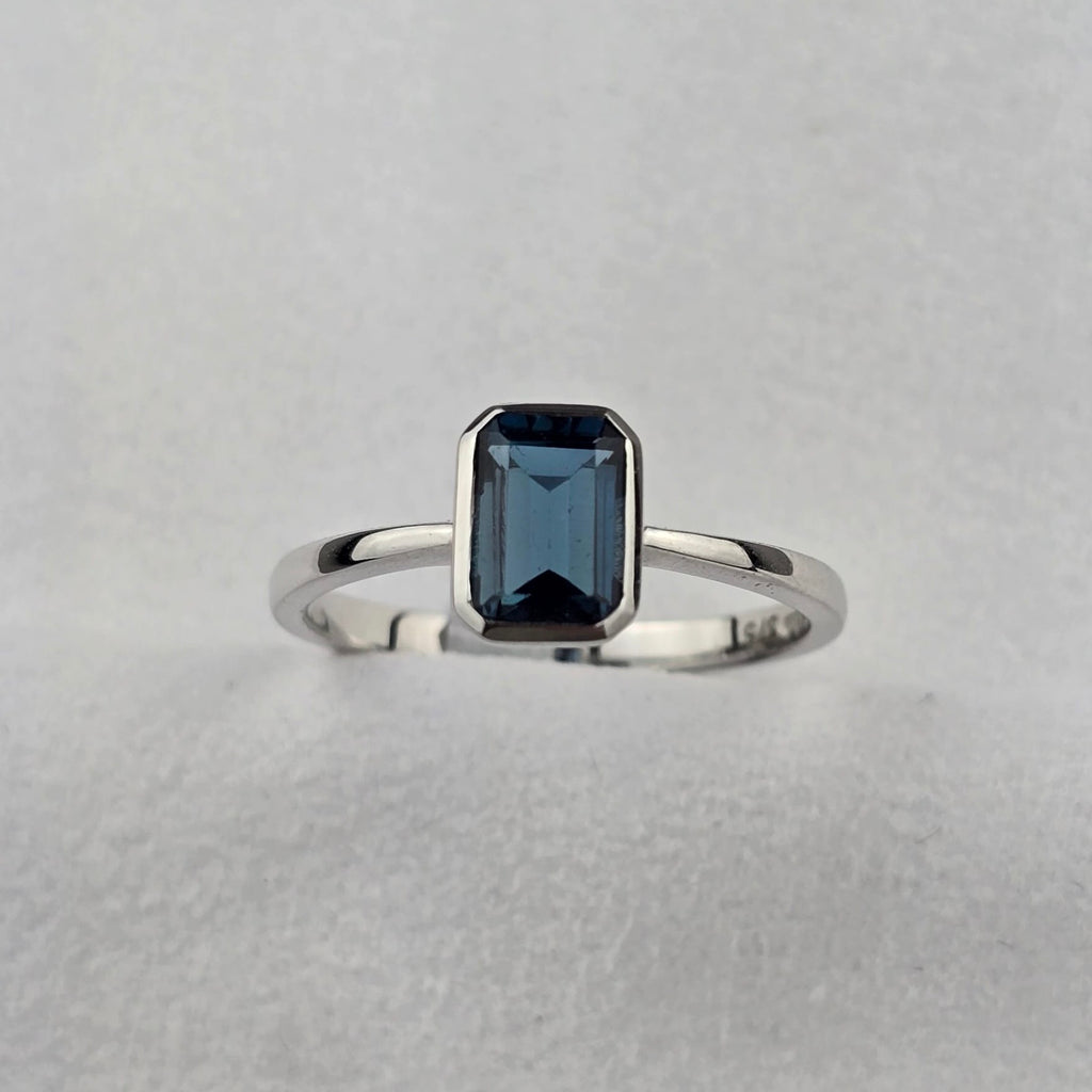 Octagonal London Blue Topaz Ring