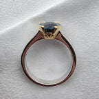 Madagascan Teal Sappphire and Diamond Shoulder Ring