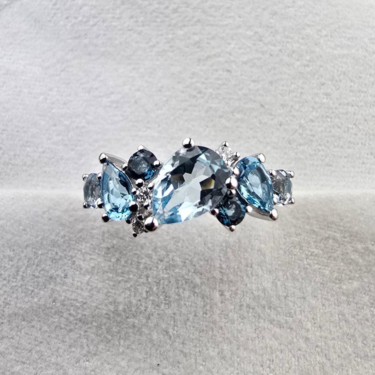 Blue Topaz Cluster Ring