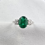 Oval Emerald and Diamond Trilogy Ring