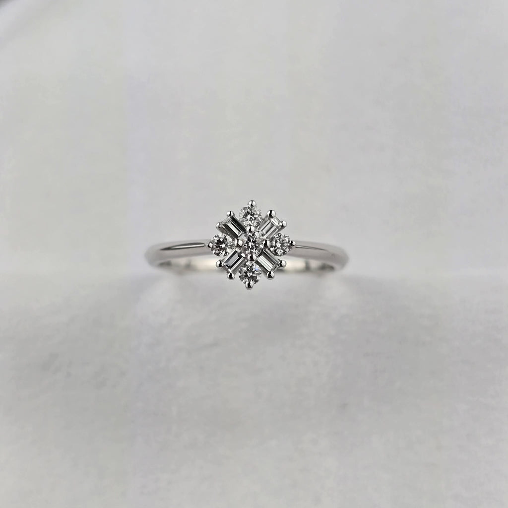 Mixed Cut Diamond Cluster Ring