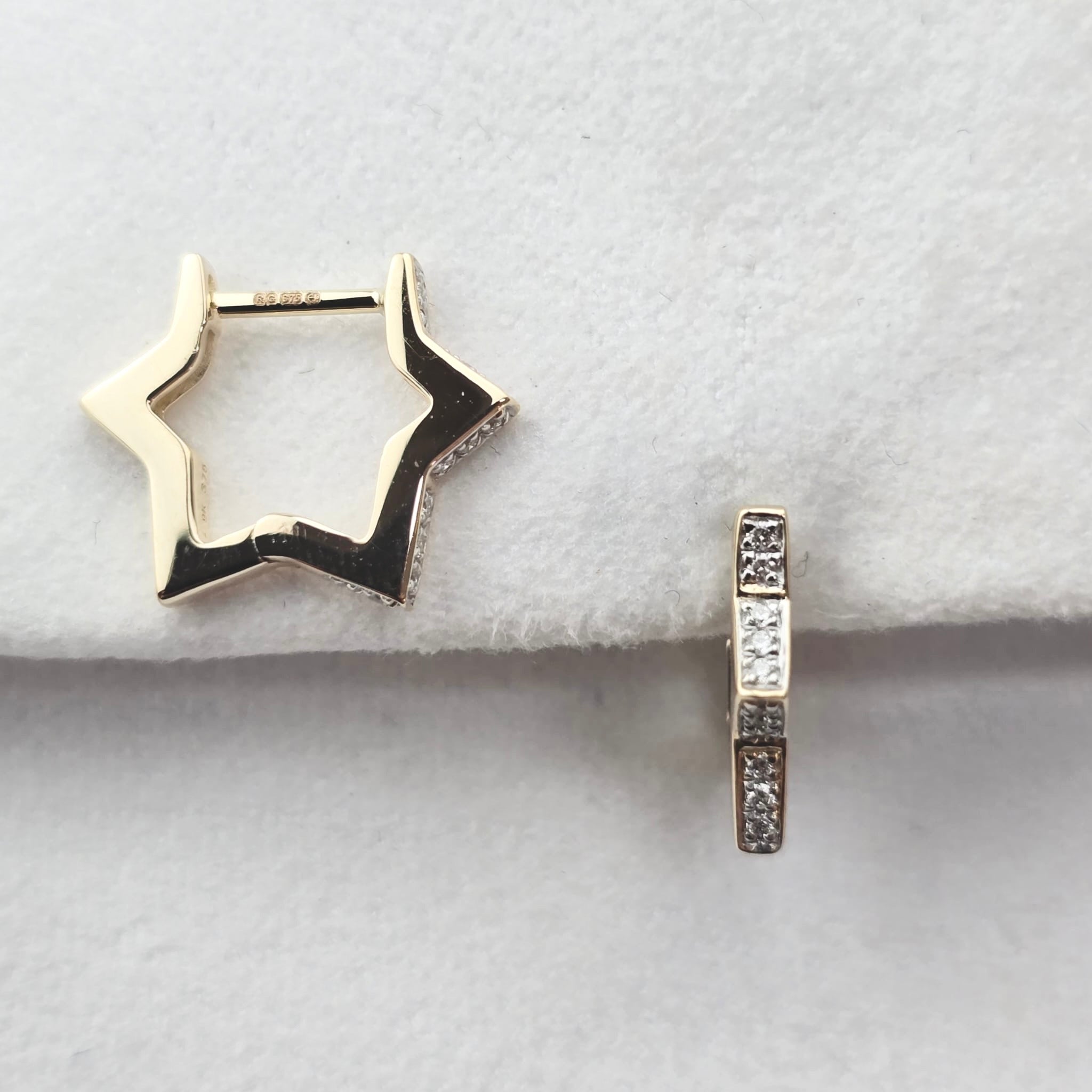 Pave set star hoop earrings