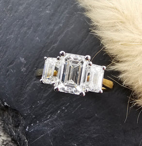 Emerald Cut Lab Grown Diamond Trilogy