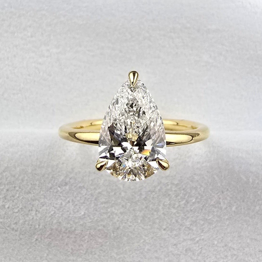 Lab Grown Pear Hidden Halo Solitaire