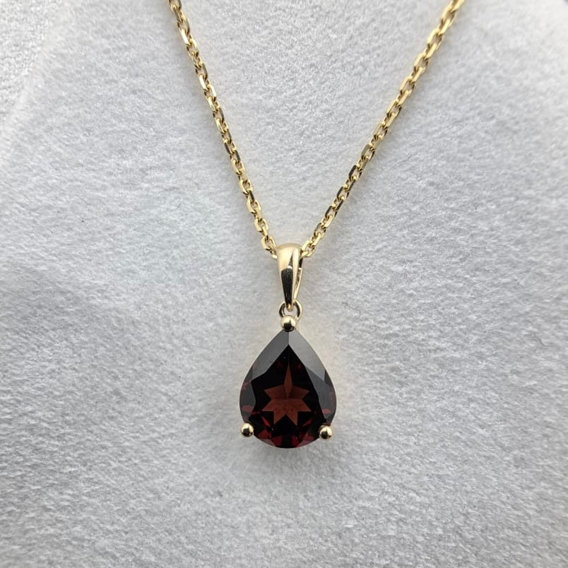 Pear Garnet Solitaire Pendant
