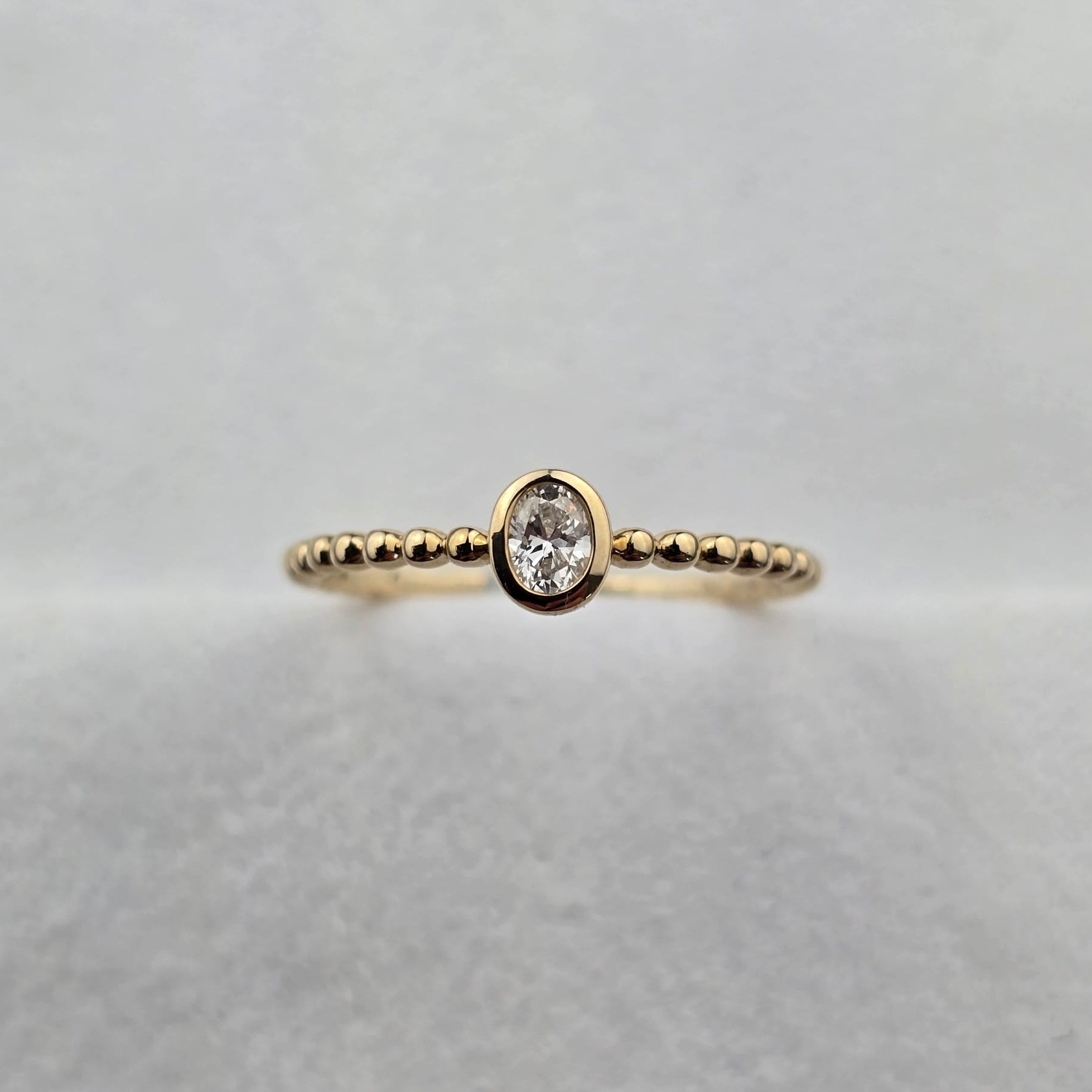 Beaded Oval Diamond Ring