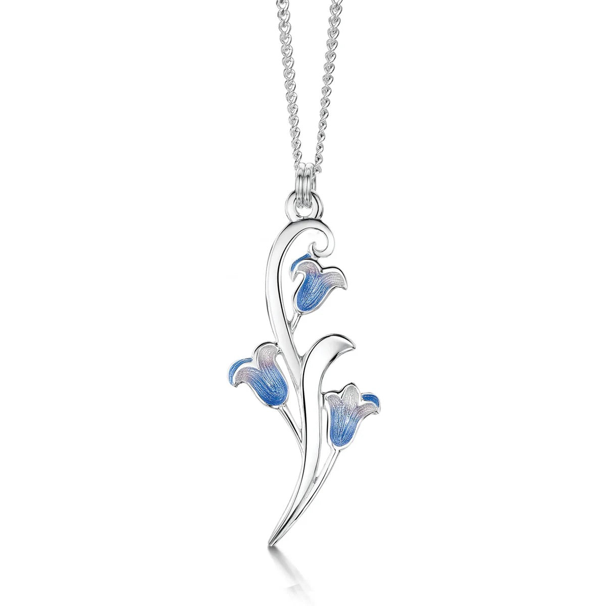 Bluebell 3-flower Small Pendant Necklace in Sterling Silver