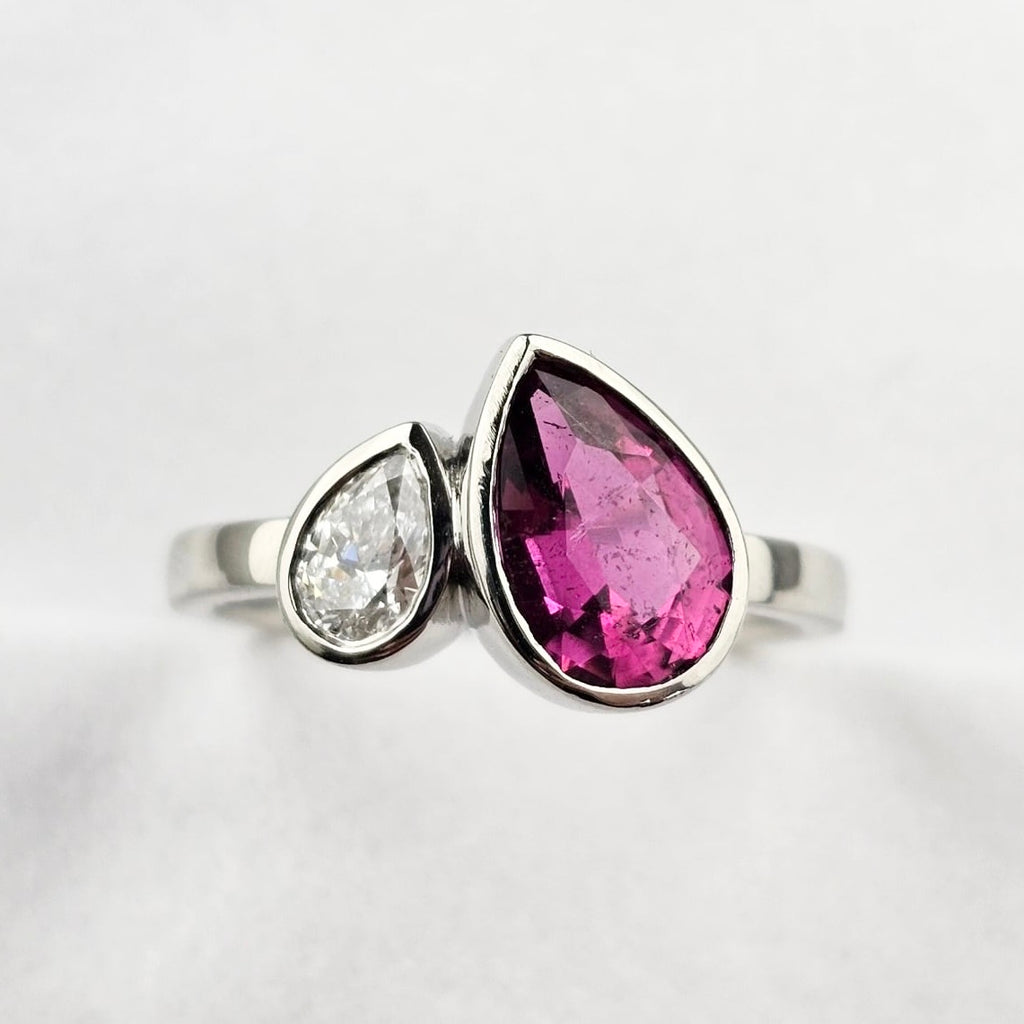 Rubellite and Diamond Toi et Moi Ring