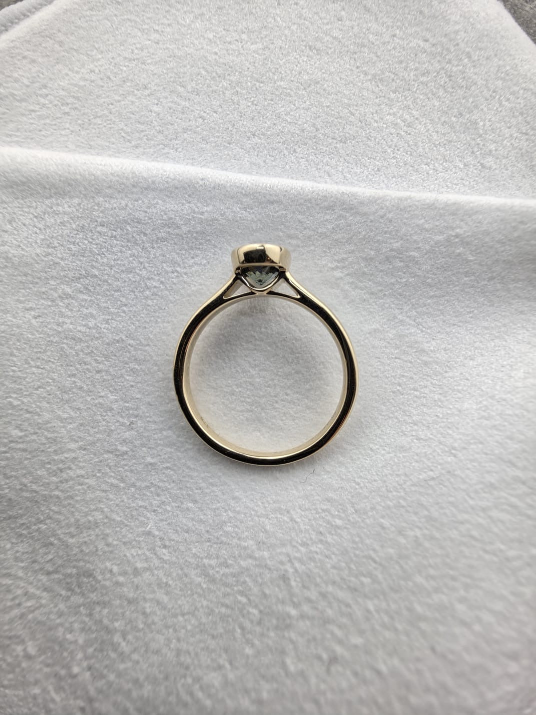 Oval Green Sapphire Rubover Ring
