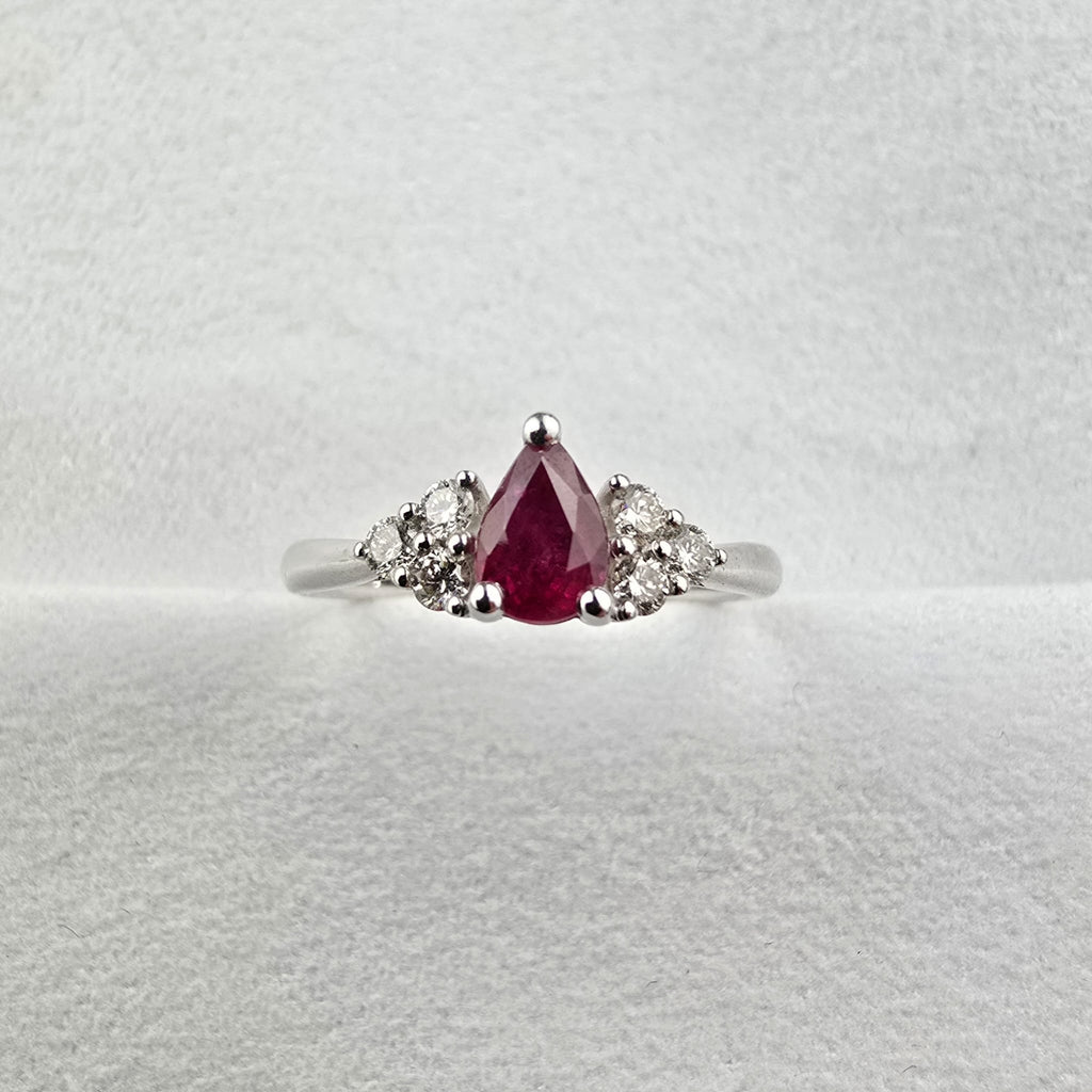 Pear Ruby Trefoil Ring