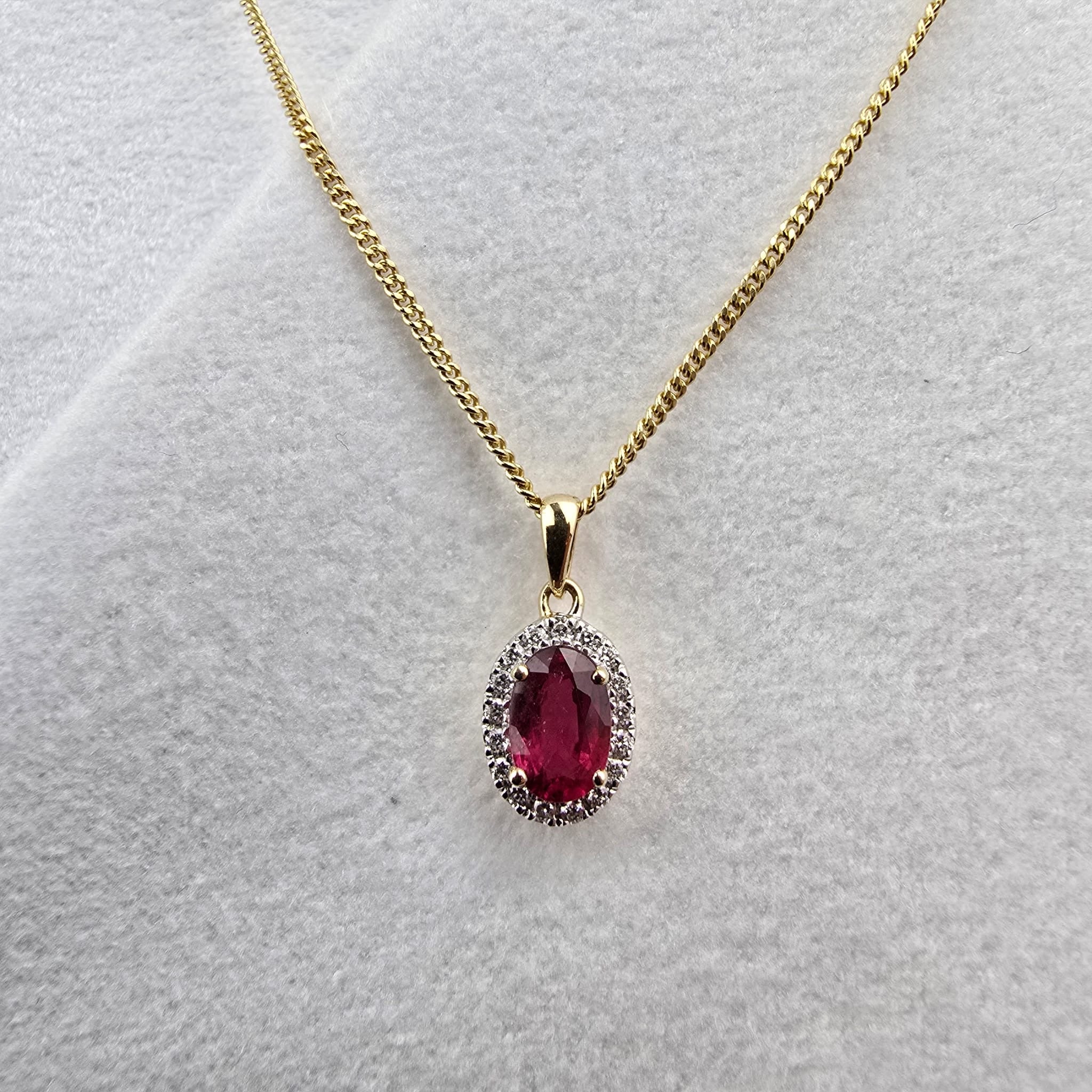 Ruby Oval Diamond Halo Pendant