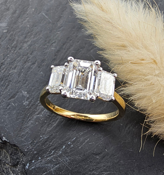 Emerald Cut Lab Grown Diamond Trilogy