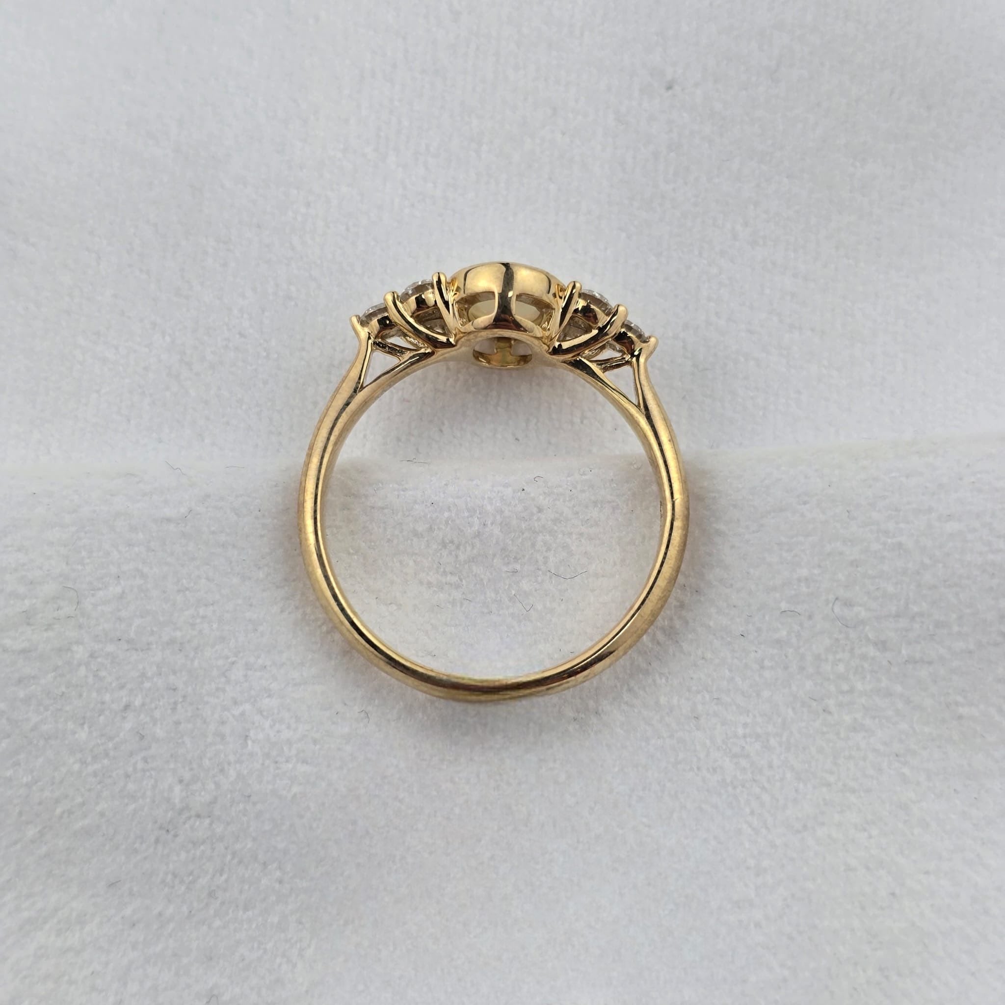 Opal and Diamond Trefoil Ring