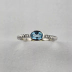 Blue Topaz Oval Rubover Ring
