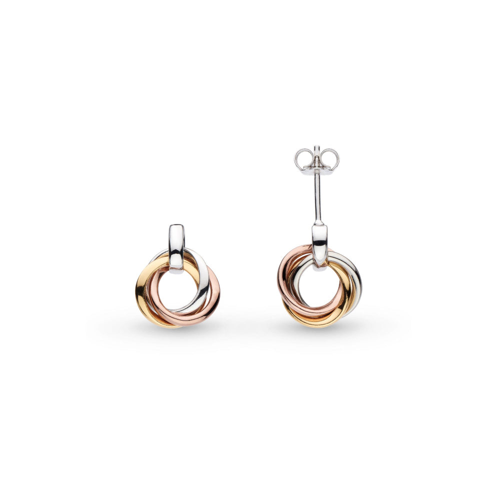 Bevel Trilogy Golds Link Stud Earrings