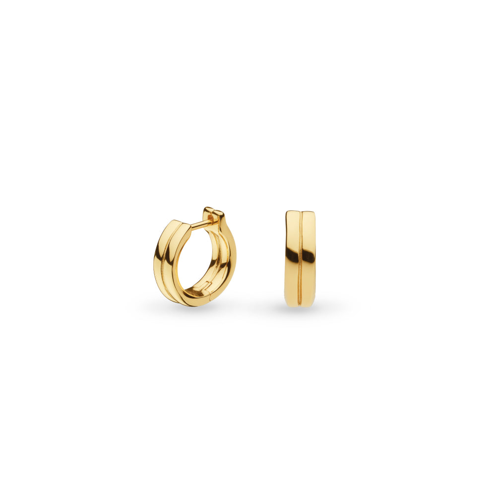 Bevel Unity Golden Huggie Hoop Earrings