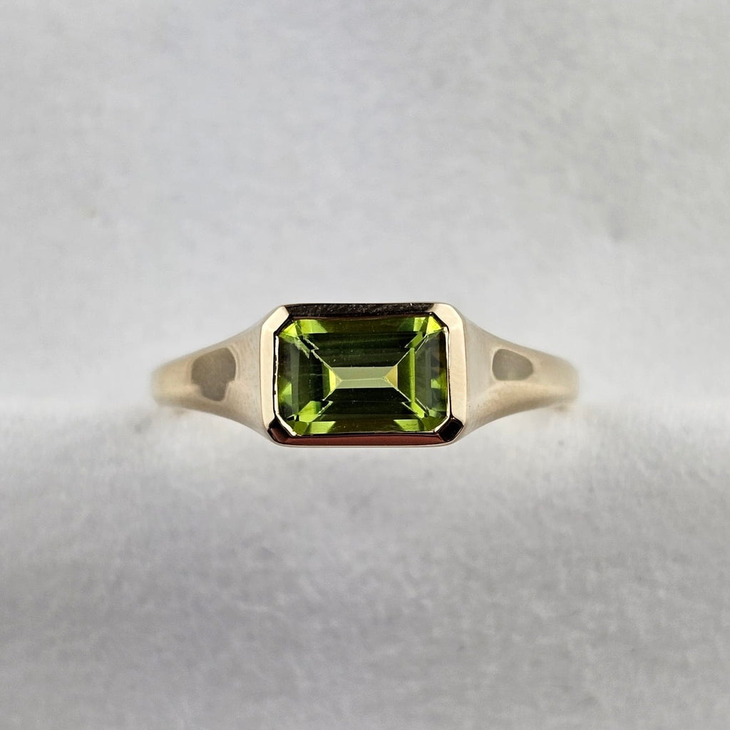 Peridot East To West Octagonal Ring