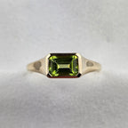 Peridot East To West Octagonal Ring