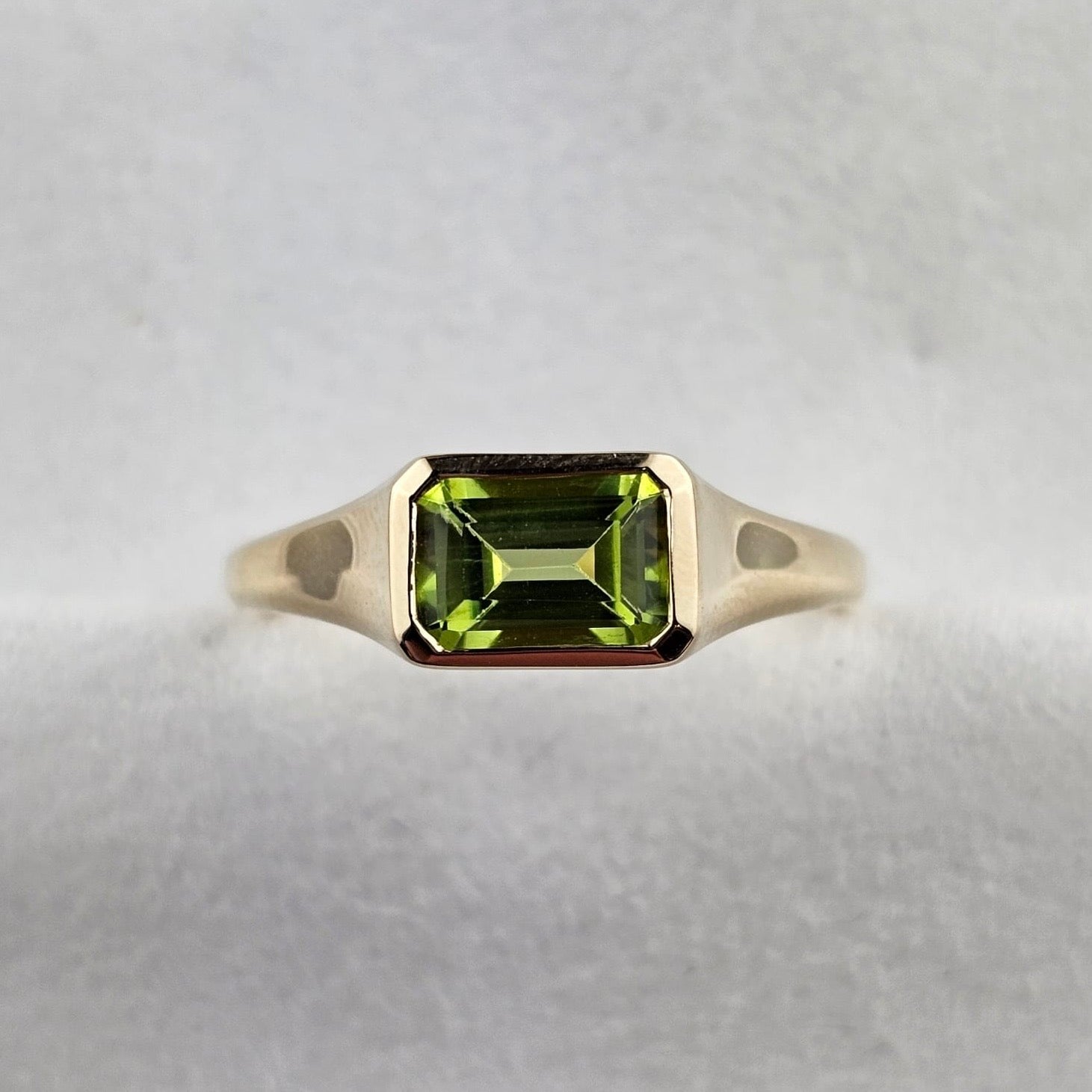 Peridot East To West Octagonal Ring
