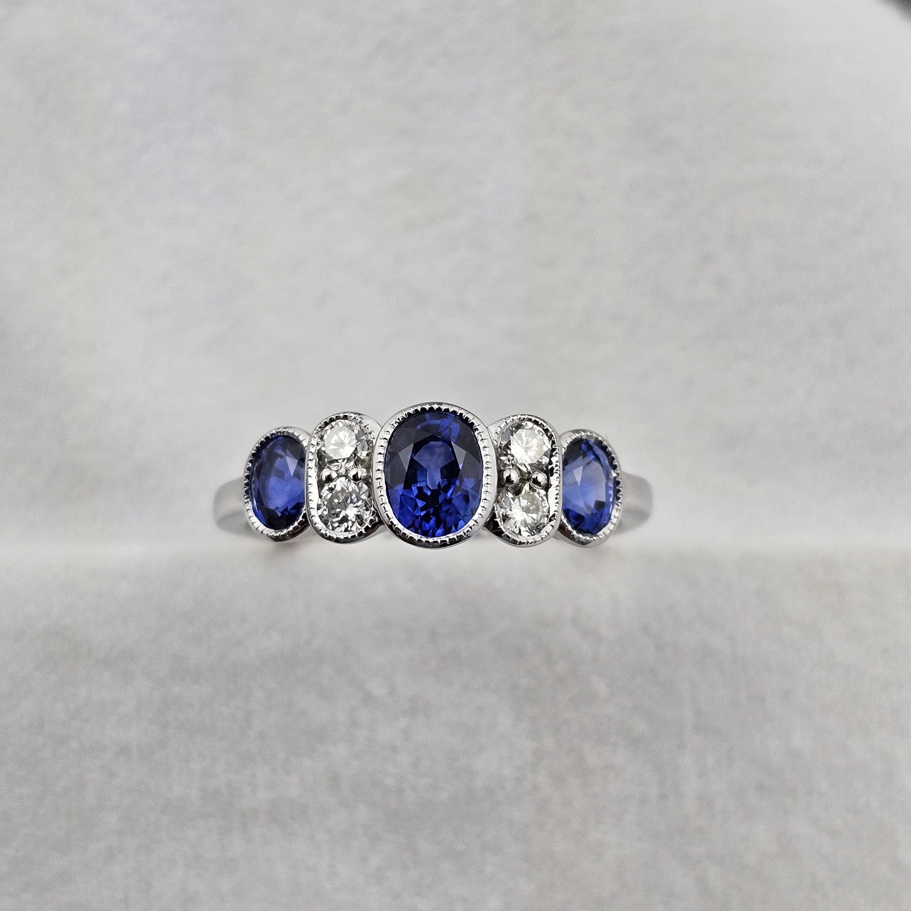 Sapphire and Diamond Oval Band Ring