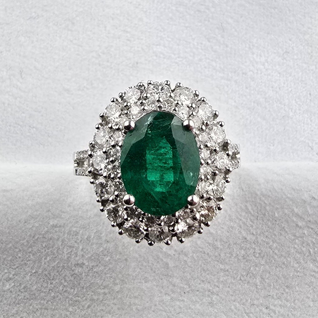 Emerald and Diamond Double Halo