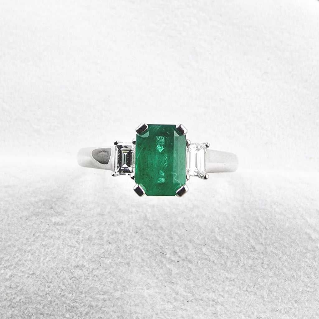 Emerald and Diamond Trilogy Ring
