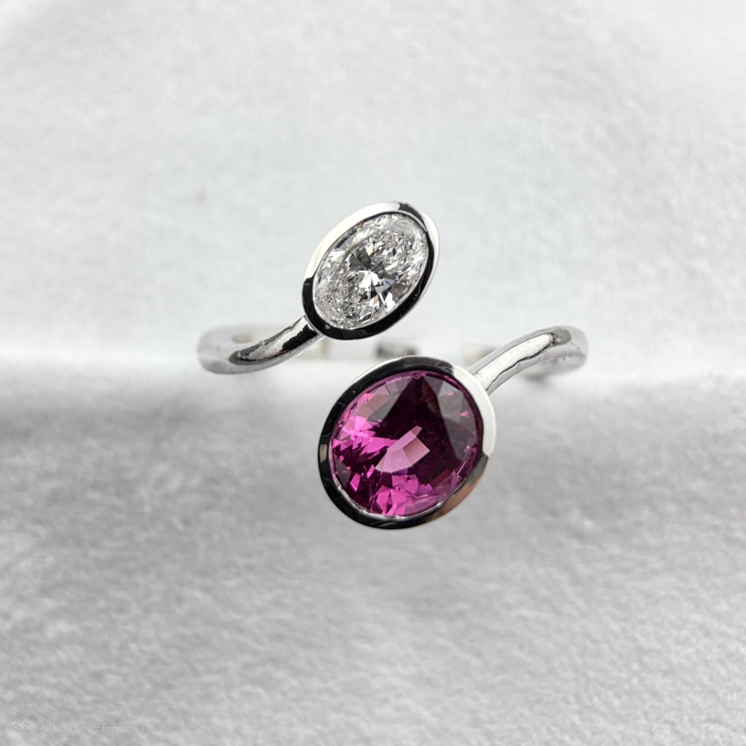 Pink Spinel and Diamond Open Twist Ring