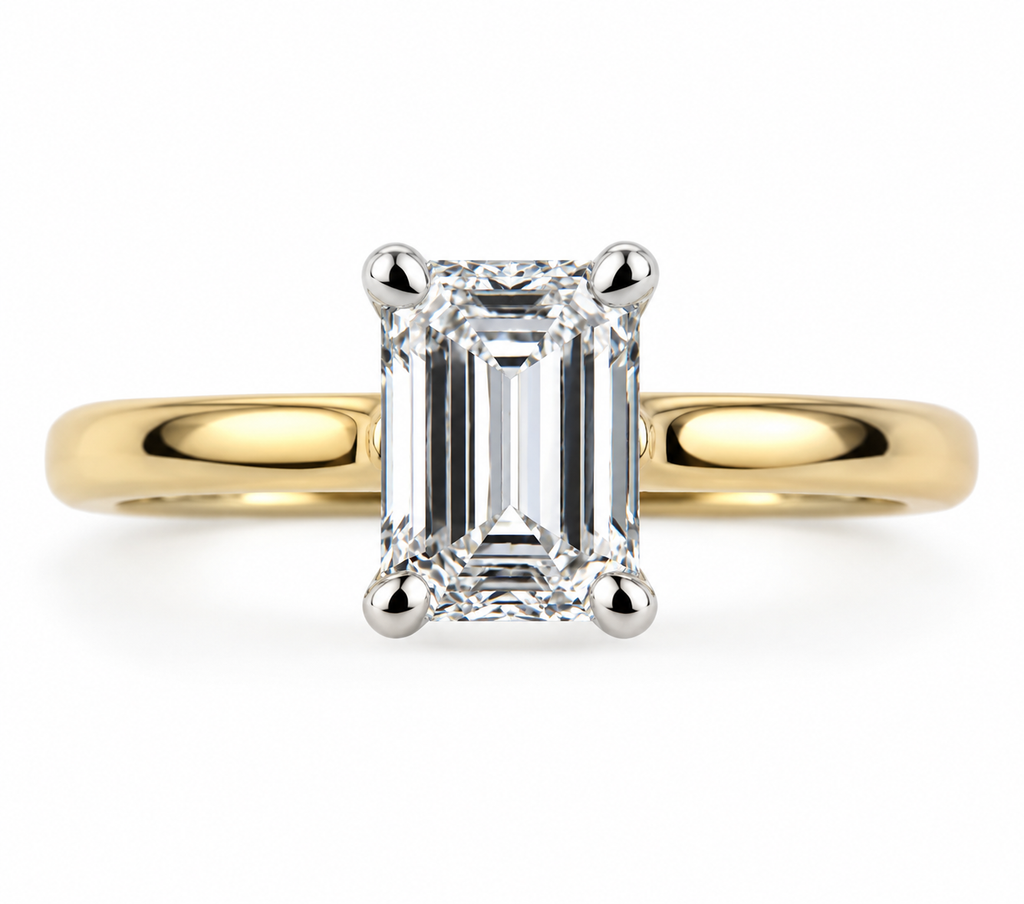 Emerald Diamond Solitaire Ring