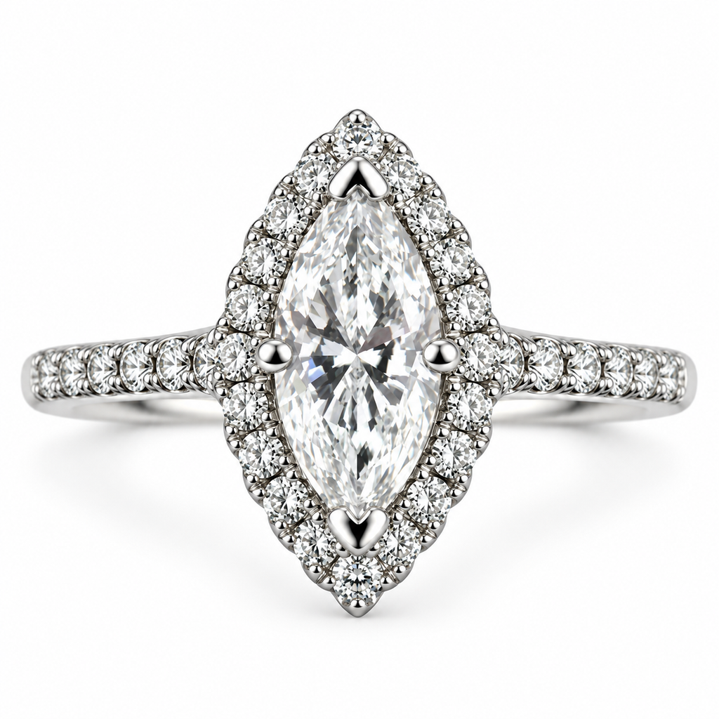 Marquise Diamond Halo Ring