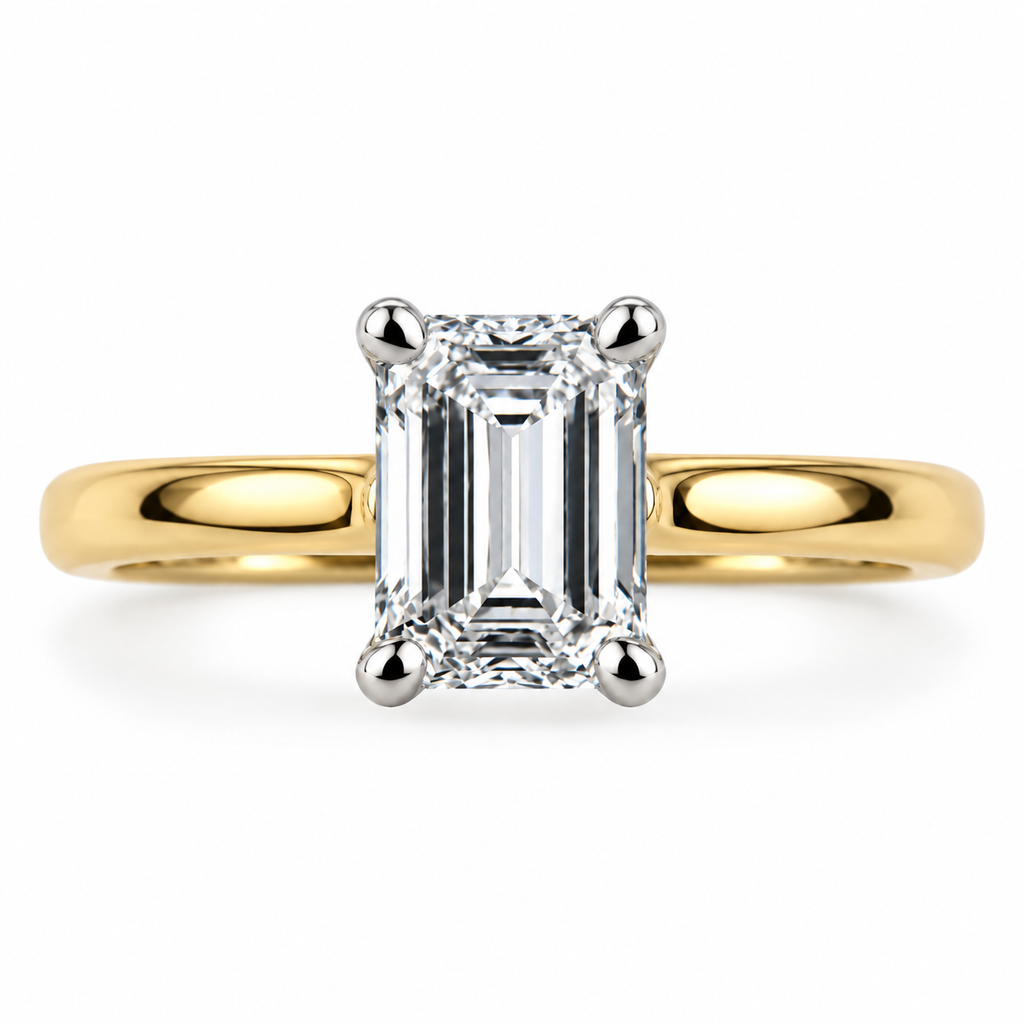 Emerald Diamond Solitaire Ring