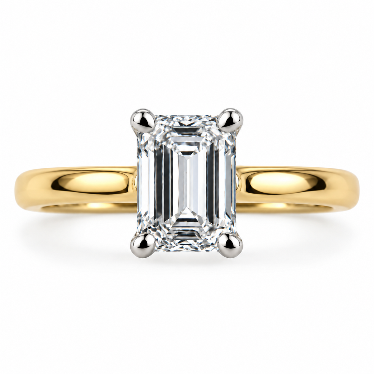 Emerald Diamond Solitaire Ring