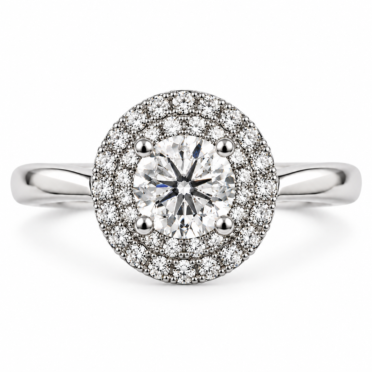 Round Diamond Double Halo Ring