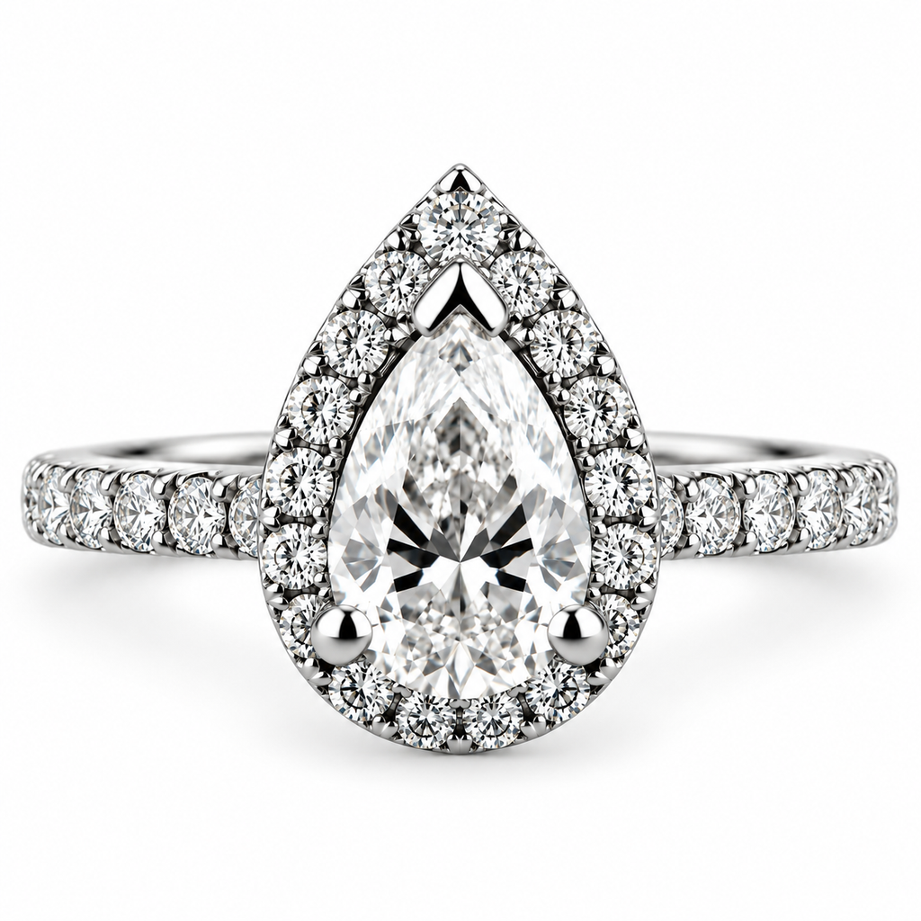 Pear Diamond Halo Ring