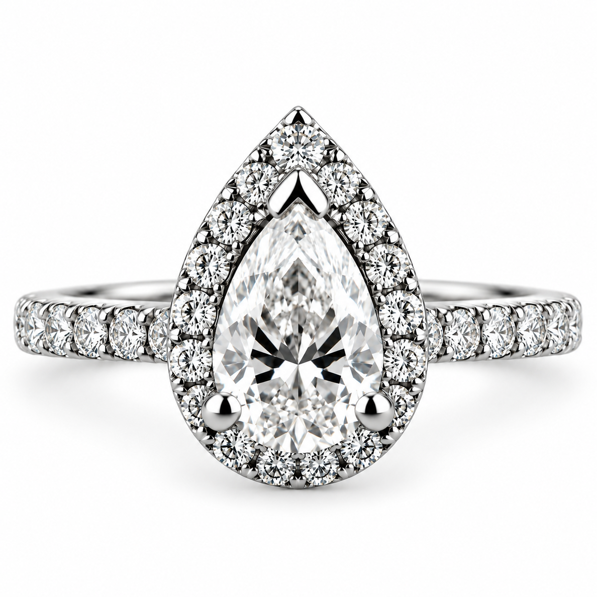 Pear Diamond Halo Ring