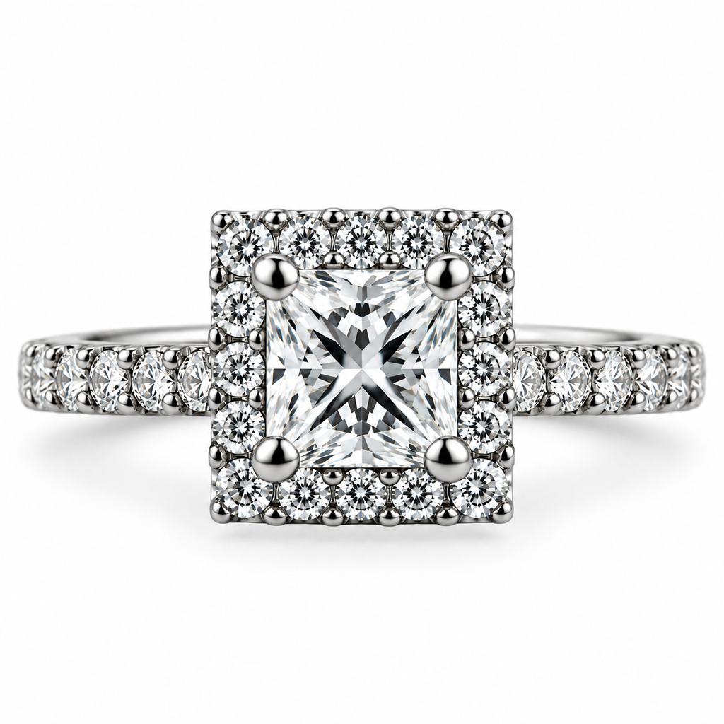 Princess Diamond Halo Ring