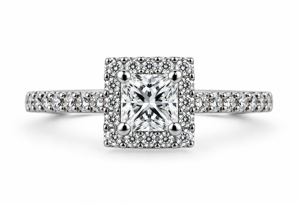 Princess Diamond Halo Ring