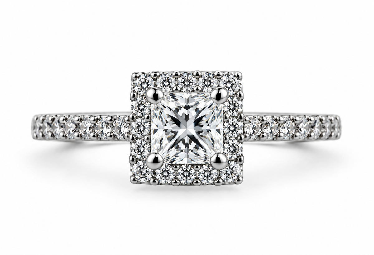 Princess Diamond Halo Ring