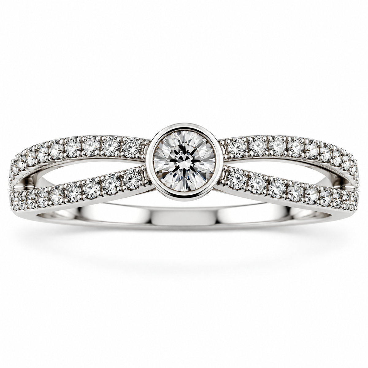 Split Shoulder Diamond Ring