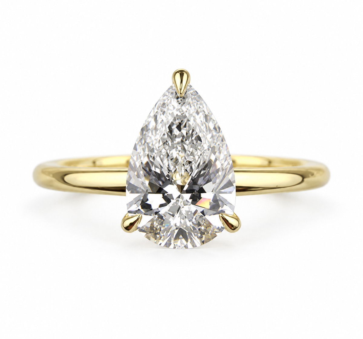 Lab Grown Pear Hidden Halo Solitaire